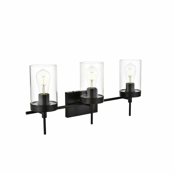 Cling 110 V Three Light Vanity Wall Lamp, Black CL2958342